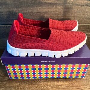 NIB Zee Alexis Women's Red Woven Sneakers US Size 8-8.5 Next Generation Footwear